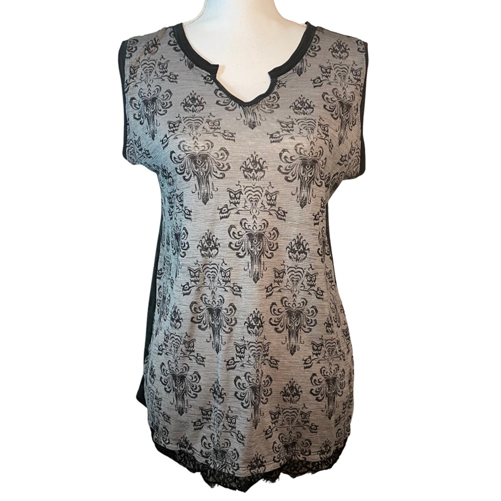 Disney Parks Medium Haunted Mansion Disneyland Sheer Wallpaper Woman's Tank Top